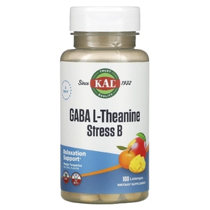 KAL, ГАМК, L-теанин, таблетки Stress B, натуральный аромат манго и танжерина, 100 таблеток