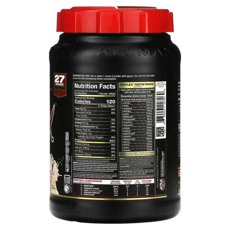 ALLMAX, ISOFLEX®, чистый изолят сывороточного протеина, праздничный торт с посыпкой, 907 г (2 фунта)
