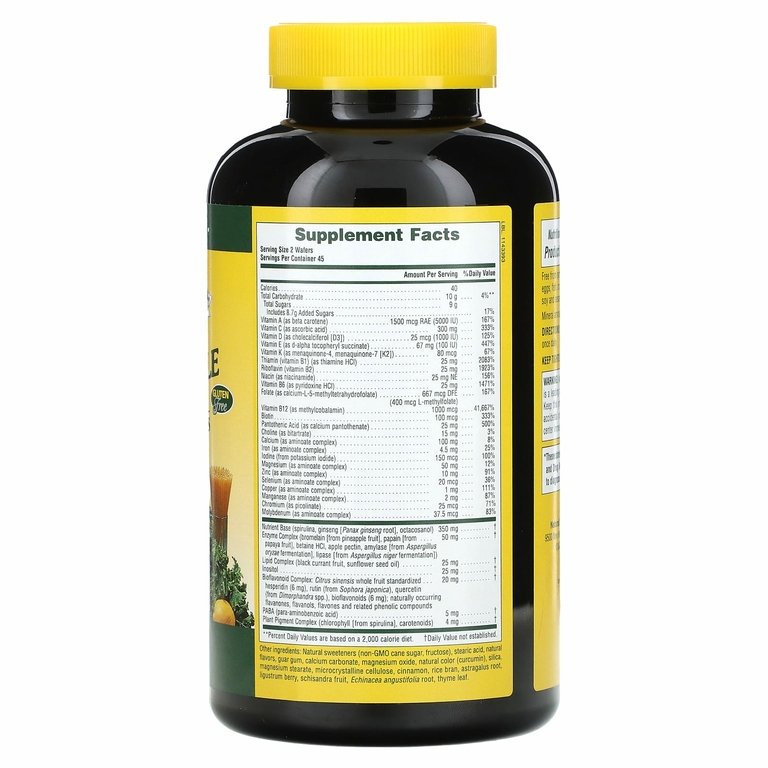 NaturesPlus, Source of Life, жевательная мультивитаминная и минеральная добавка для взрослых, вкусное яблоко и корица, 90 вафель