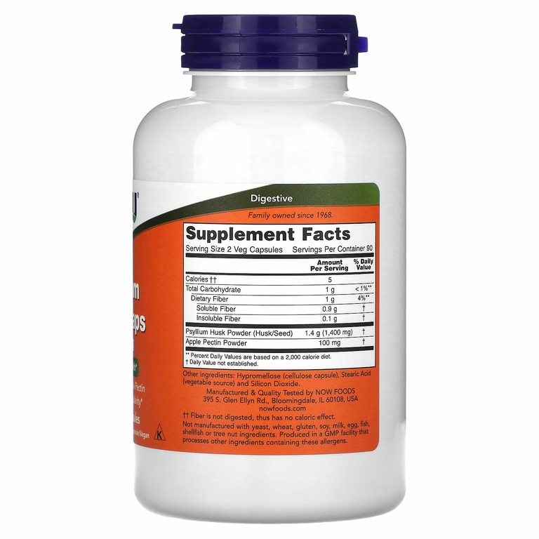 NOW Foods, оболочка семян подорожника в капсулах, 700 мг, 180 растительных капсул