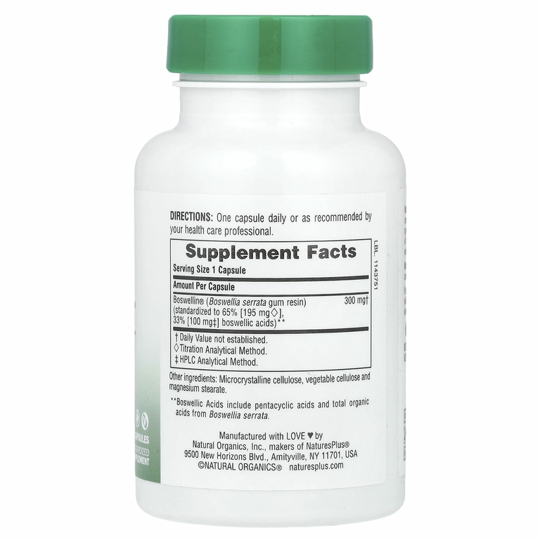 NaturesPlus, Herbal Actives, Boswellin®, 300 мг, 60 капсул