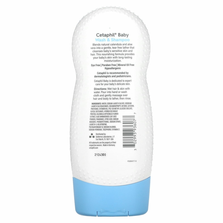 Cetaphil, детский гель для душа и шампунь, с органической календулой, 230 мл (7,8 жидк. унции)