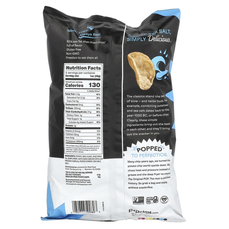 Popchips, оригинальная, морская соль, 142 г (5 унций)