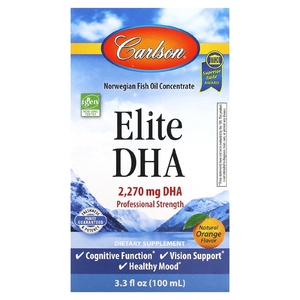 Carlson, Elite DHA натуральный апельсиновый вкус, 2270 мг, 100 мл (3,3 жидк. унции)