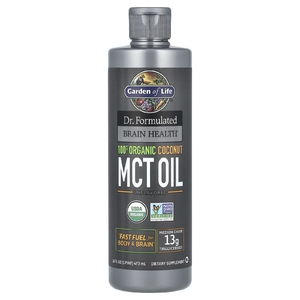 Garden of Life, Цельнопищевой магний Formulated Brain Health, 100% органическое кокосовое масло со среднецепочечными триглицеридами, без добавок, 473 мл (16 жидк. унц.)