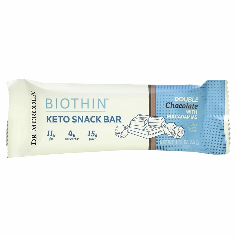 Dr. Mercola, Biothin, кетобатончик, двойной шоколад с макадамией, 12 батончиков по 40 г (1,41 унции)
