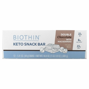Dr. Mercola, Biothin, кетобатончик, двойной шоколад с макадамией, 12 батончиков по 40 г (1,41 унции)