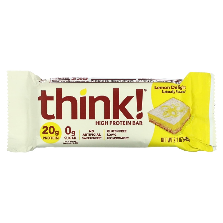 Think !, Батончики с высоким содержанием белка и лимонным вкусом Lemon Delight, 5 батончиков, 2,1 унции (60 г) каждый