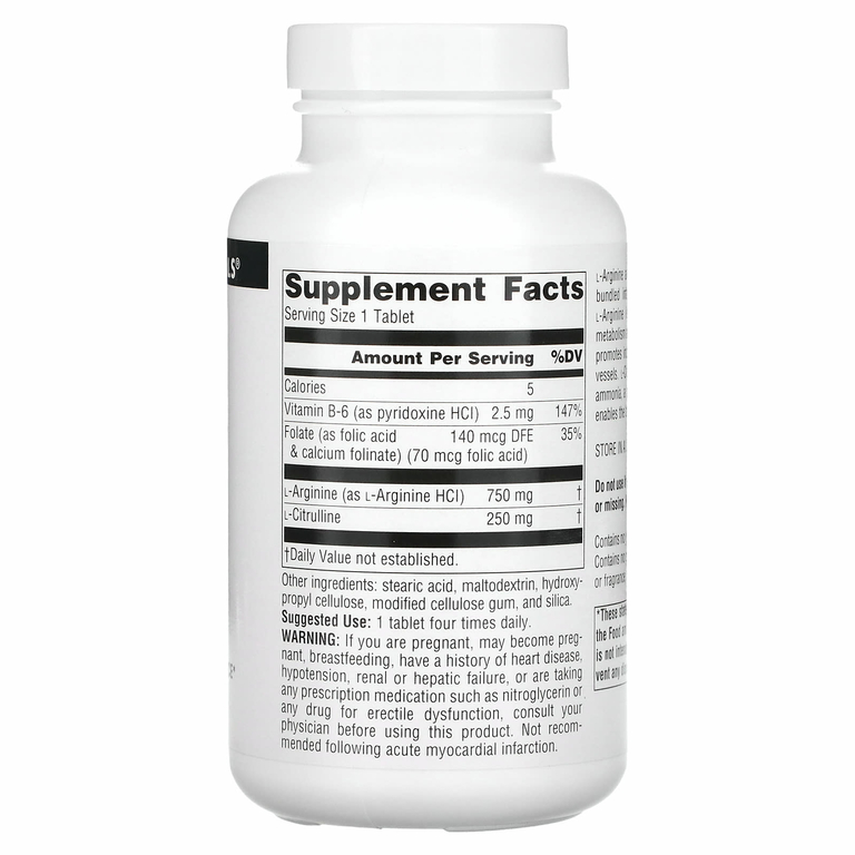Source Naturals, комплекс L-аргинина и L-цитруллина, 120 таблеток