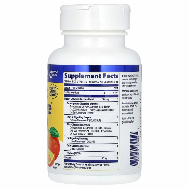 Enzymedica, Chewable Digest, апельсин, 30 жевательных таблеток