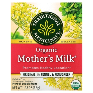 Traditional Medicinals, Organic Mother's Milk®, оригинальный с фенхелем и пажитником, без кофеина, 32 чайных пакетика в упаковке, 56 г (1,98 унции)