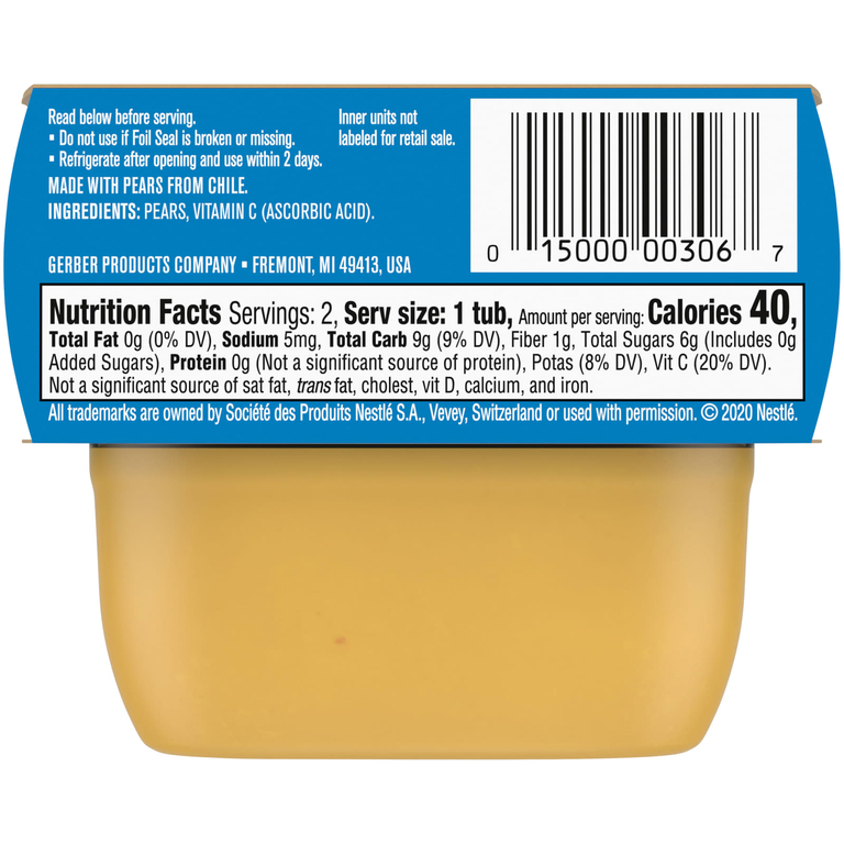 Gerber, Natural for Baby, 1st Foods®, груша, 2 пакетика по 56 г (2 унции)