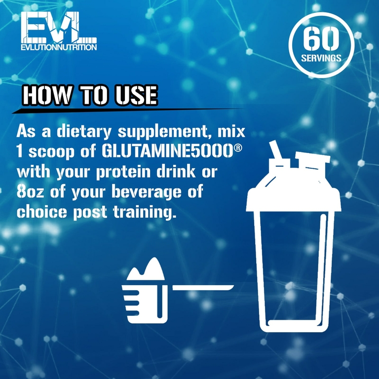 EVLution Nutrition, Глутамин 5000, без добавок, 5000 мг, 300 г (10,58 унции)