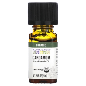 Aura Cacia, Чистое эфирное масло, органический кардамон, 7,4 мл (0,25 жидк. унц.)