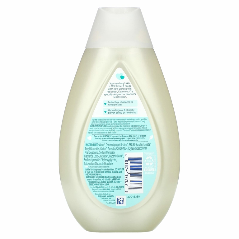 Johnson's Baby, Cottontouch, средство для душа и шампунь для новорожденных, 400 мл (13,6 жидк. унц.) (Товар снят с продажи) 