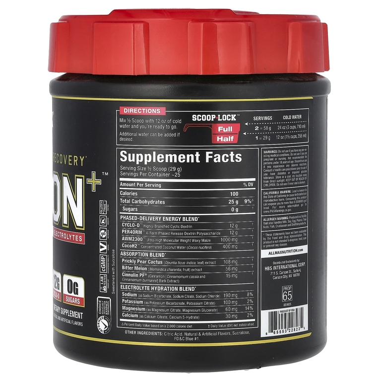 ALLMAX, CARBION+, с электролитами, вкус голубой лед, 725 г (25,6 унции)