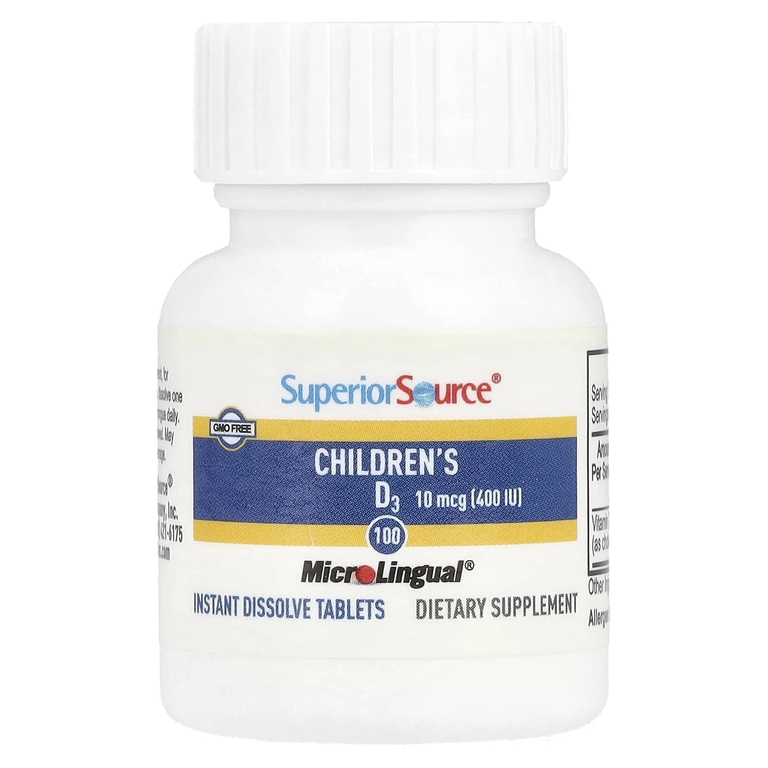 Superior Source, D3, для детей, 10 мкг (400 МЕ), 100 быстрорастворимых таблеток MicroLingual®