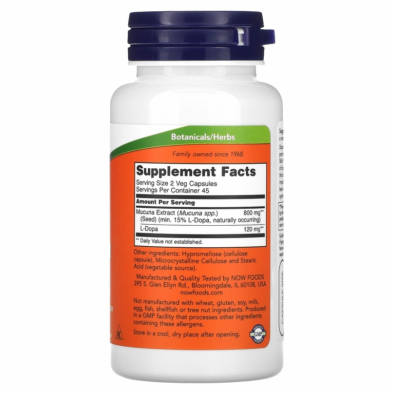 NOW Foods, Dopa Mucuna, 90 растительных капсул
