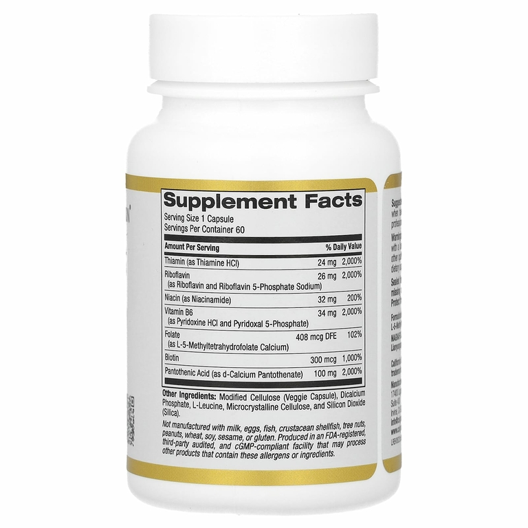 California Gold Nutrition, комплекс витаминов группы B, 60 растительных капсул