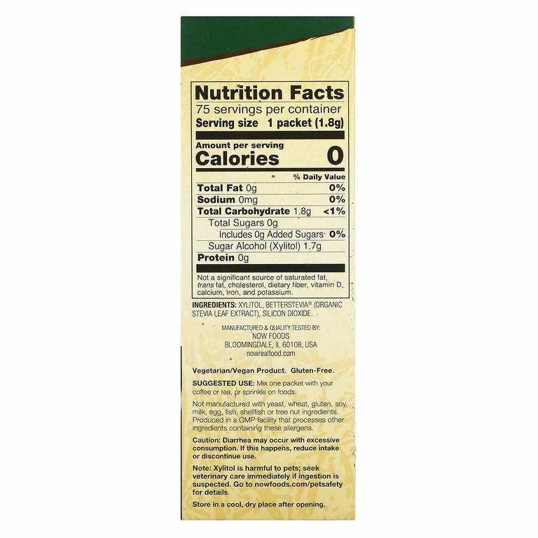 NOW Foods, Real Food, ксилитол плюс, 75 пакетиков, 135 г (4,76 унции)