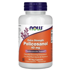 NOW Foods, поликозанол с повышенной силой действия, 40 мг, 90 вегетарианских капсул