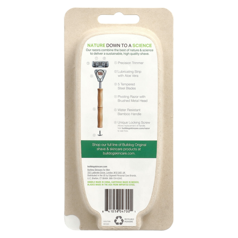 Bulldog Skincare For Men, Original Bamboo Razor, 1 шт., 2 вкладыша
