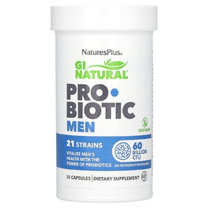 NaturesPlus, GI Natural, пробиотик для мужчин, 60 млрд КОЕ, 30 капсул