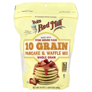 Bob's Red Mill, Смесь для блинов и вафель из 10 злаков, цельнозерновые, 680 г (24 унции)