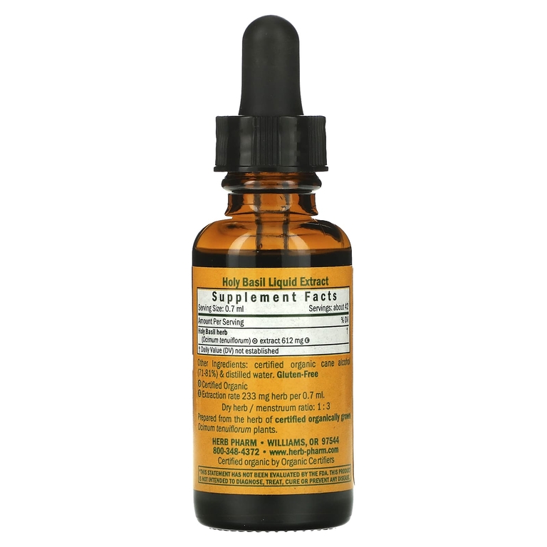 Herb Pharm, базилик священный, 30 мл (1 жидк. унция) (612 мг в 1 порции)
