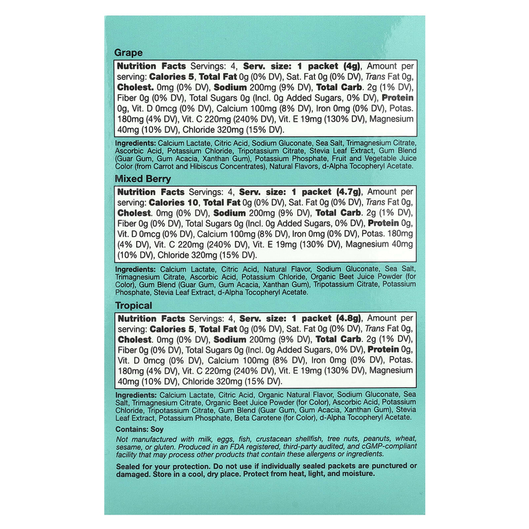 California Gold Nutrition, HydrationUP®, смесь для приготовления напитка с электролитами, с лактатом кальция, витаминами C и E, ассорти вкусов, 20 пакетиков по 4–4,8 г (0,14–0,17 унции)