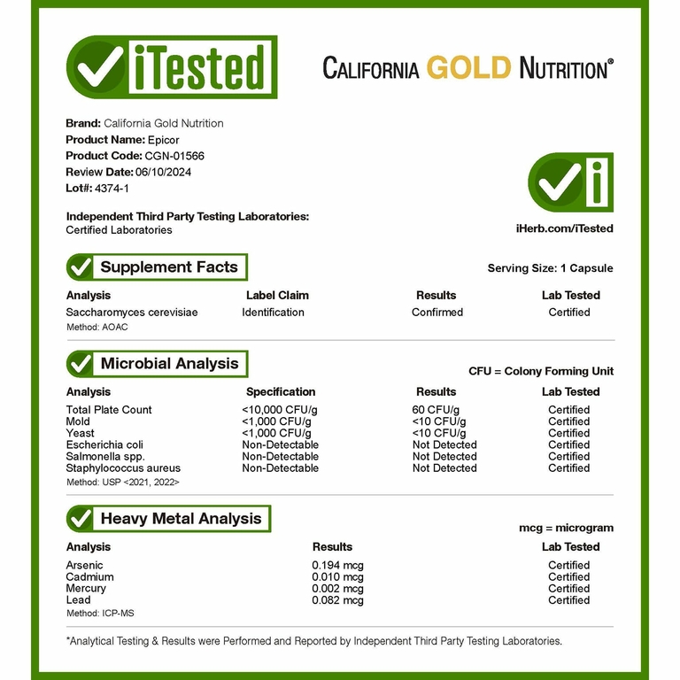 California Gold Nutrition, EpiCor, сухой дрожжевой ферментат, 500 мг, 120 растительных капсул
