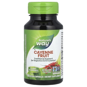 Nature's Way, плод кайенского перца, 40 000 SHU/г, 100 веганских капсул